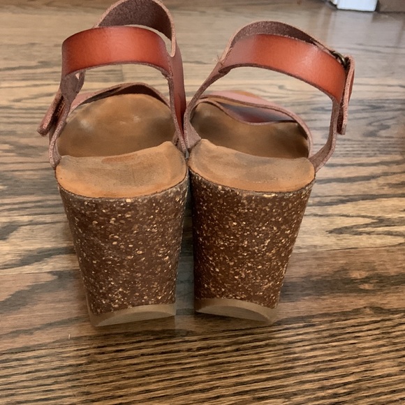 Bjorndal Women's Brown Leather Criss Cross Wedge Heeled Sandals - Picture 4 of 7